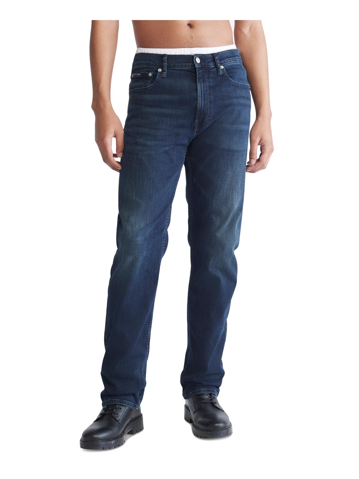 Calvin Klein Mens Denim Straight Fit Straight Leg Jeans